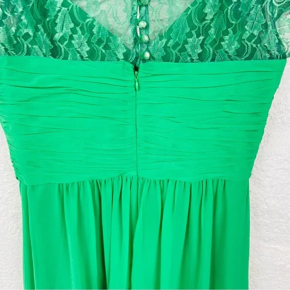 LAUREN BY RALPH LAUREN EVENING green lace sweetheart neck cap sleeve maxi gown LAUREN BY RALPH LAUREN EVENING green lace sweetheart neck cap sleeve maxi gown